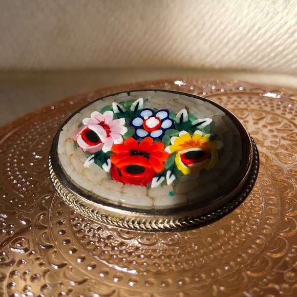 Vintage Micro Mosaic Floral Brooch - Picture 1 of 7